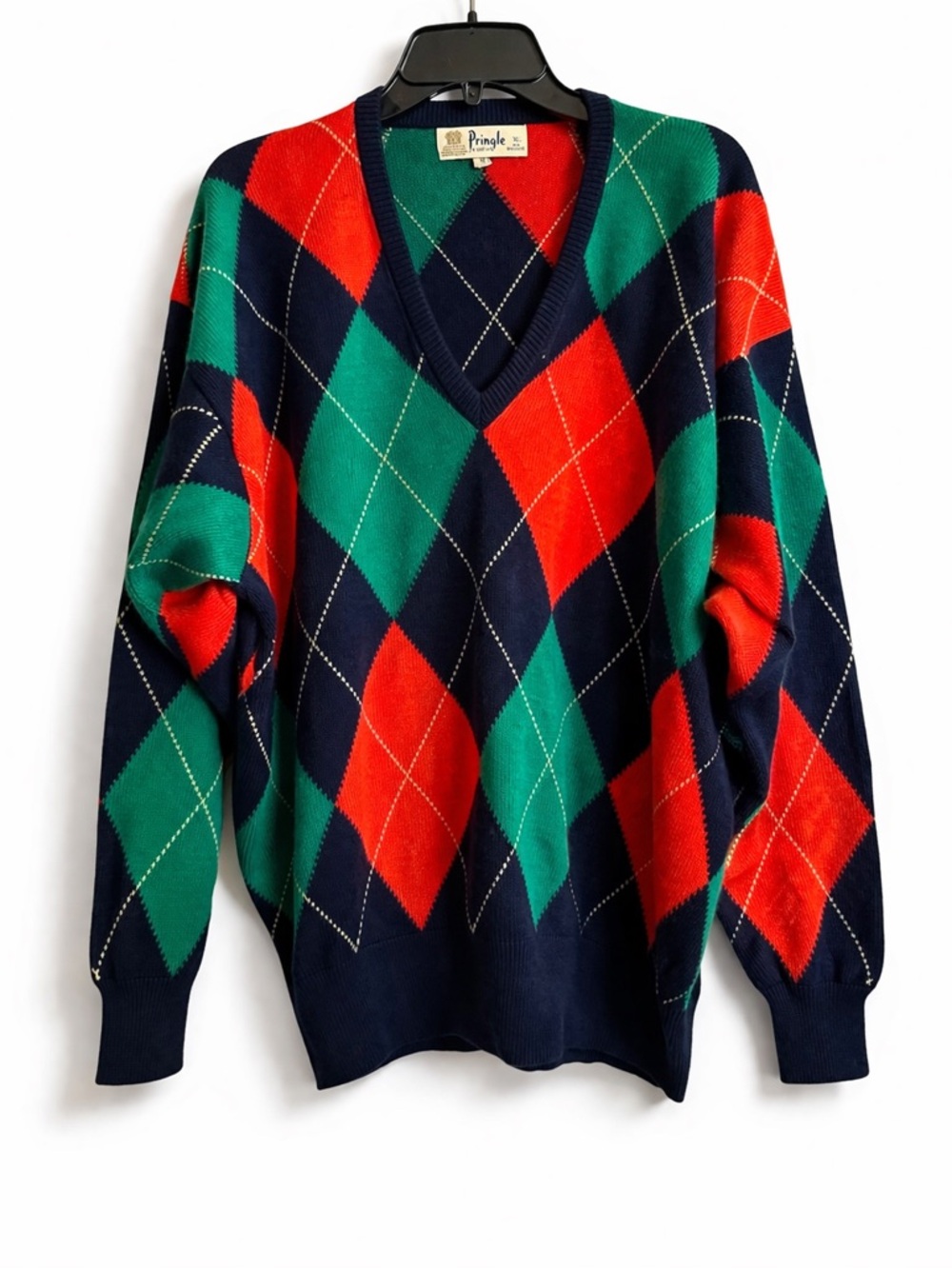 Vintage Pringle Scotland Argyle Sweater Men’s XL Cotton Made in Scotland Classic